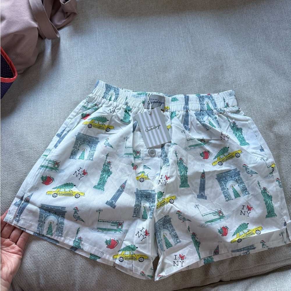 White Printed Women’s Shorts with NY Motif